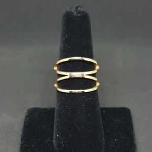 Hollow Stainless Steel Criss Cross Ring Gold